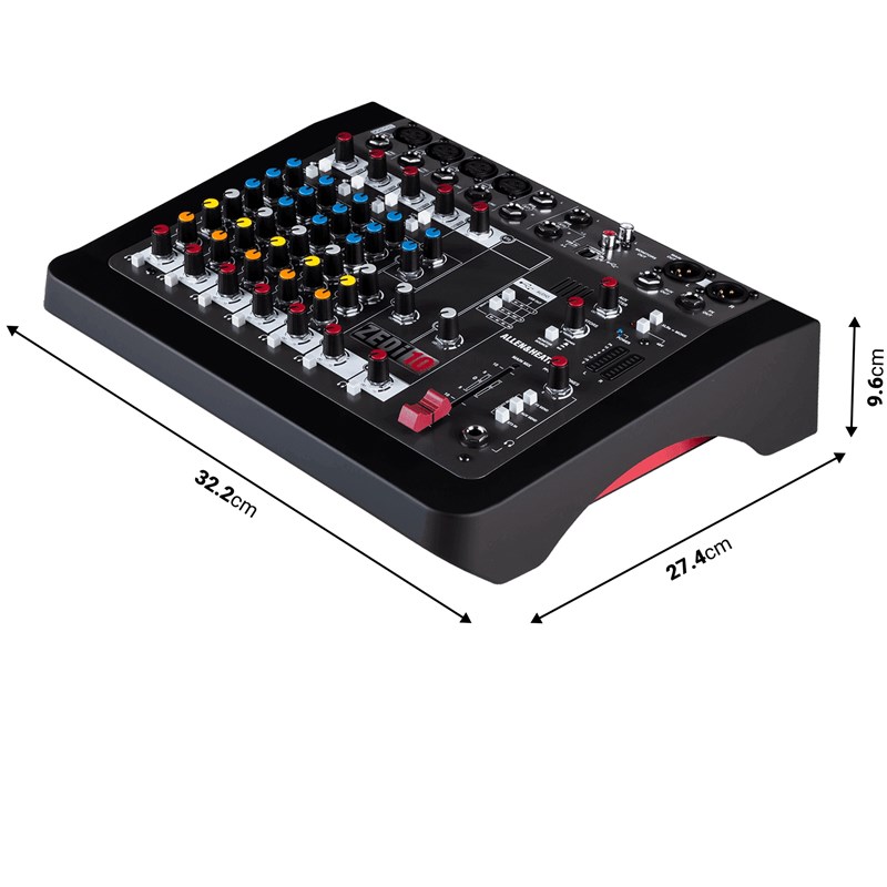 Mixeur Analogique 4 Mono 2 Stéréo USB - Allen & Heath SAE ZEDI-10 dimensions