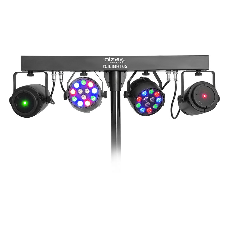 Set lumière complet - 2 PAR RVBB + 2 lasers + trépied