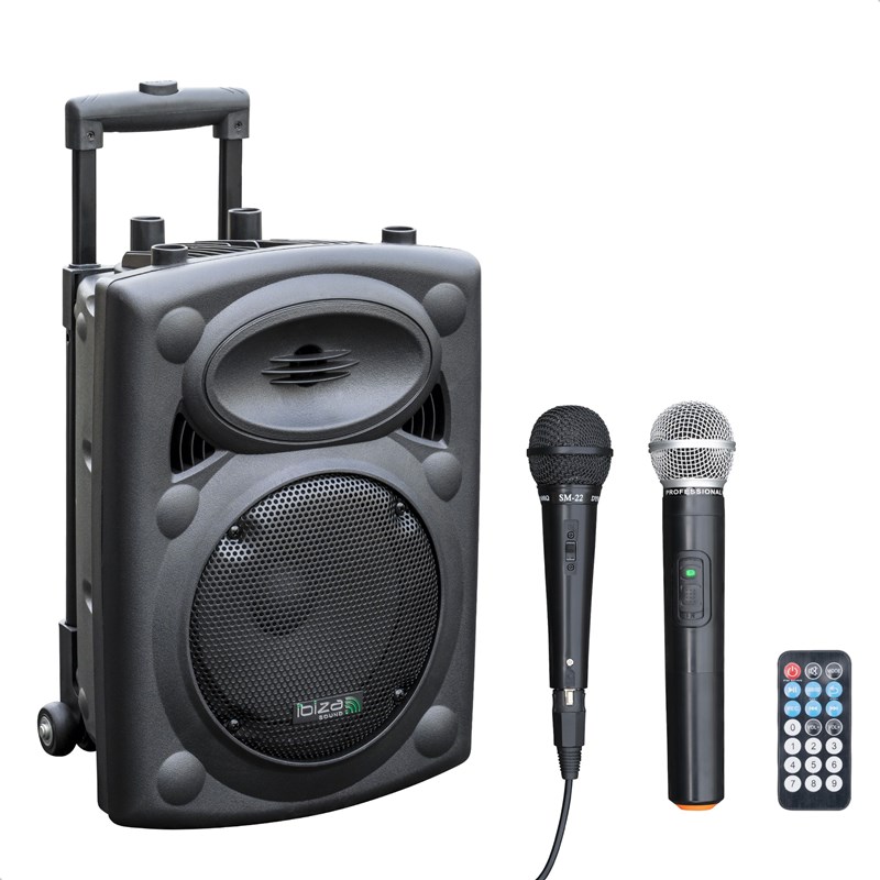 SYSTEME PORTABLE AUTONOME 8/20CM AVEC USB-MP3, REC, VOX, BLUETOOTH, 1 MICRO VHF & 1 MICRO FILAIRE