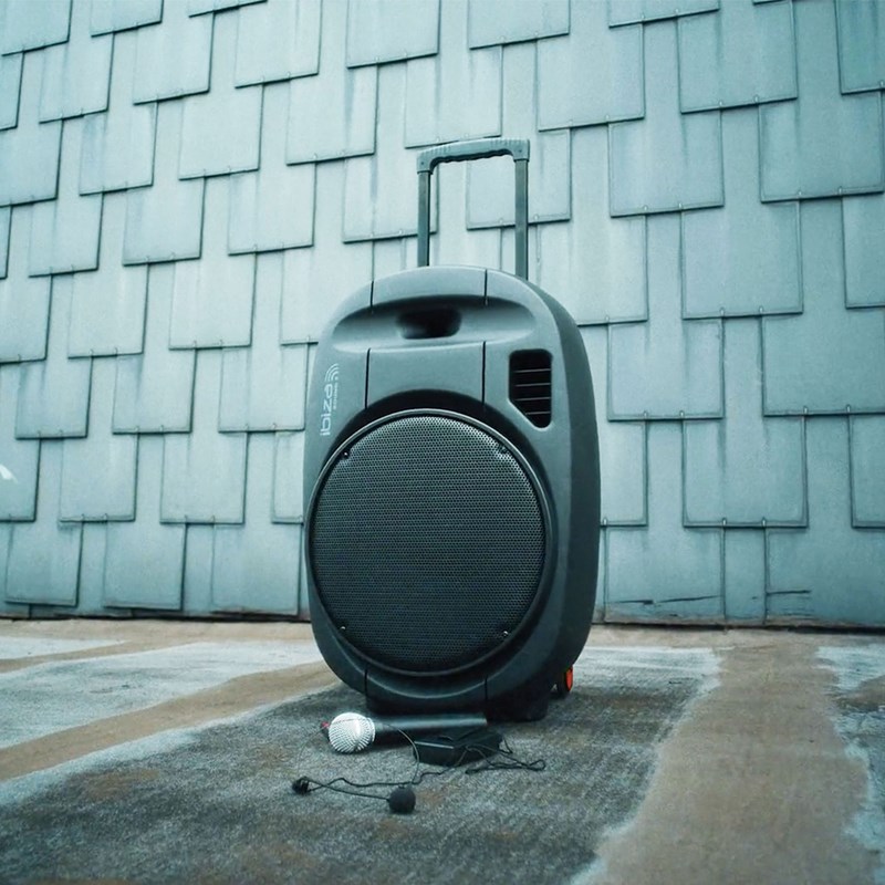 Enceinte Portable Autonome Avec USB, BT, SD - Ibiza Sound PORT15UHF-MKII-TWS roulettes