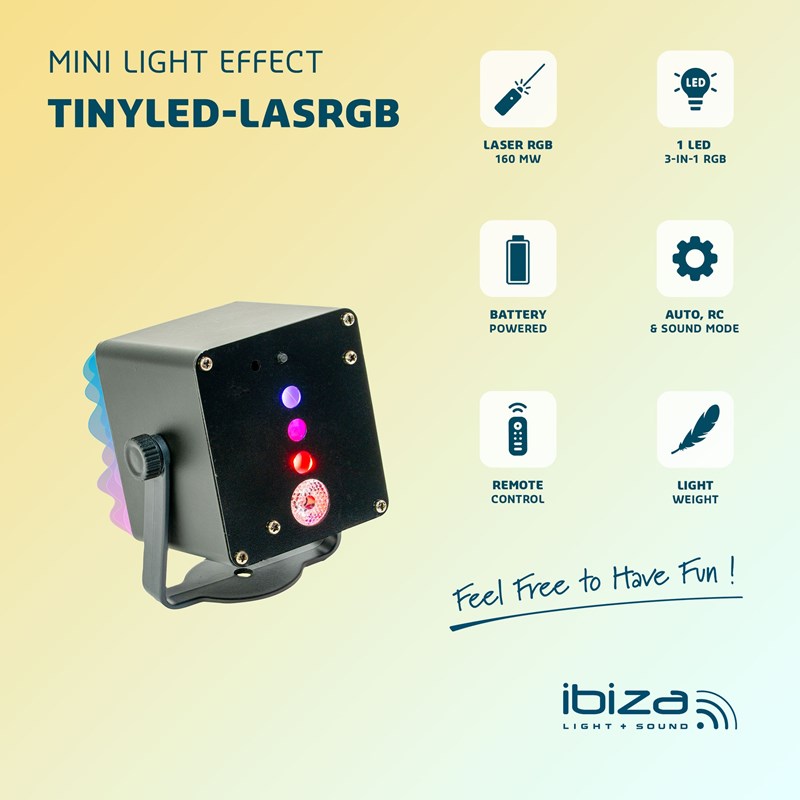 Effet LED 3W + Laser RVB - Sur batterie lumineux
