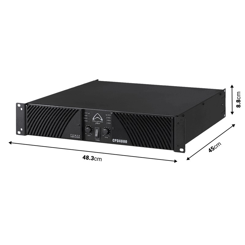 Ampli de puissance professionnel 2 x 1000W RMS/8 ohms - dimensions