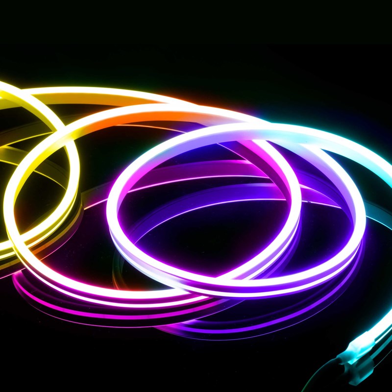 Ruban LED flexible RVB IP65 - 5m - Télécommande incluse - LLS500RGB-NEON-PACK - bleu vert rouge