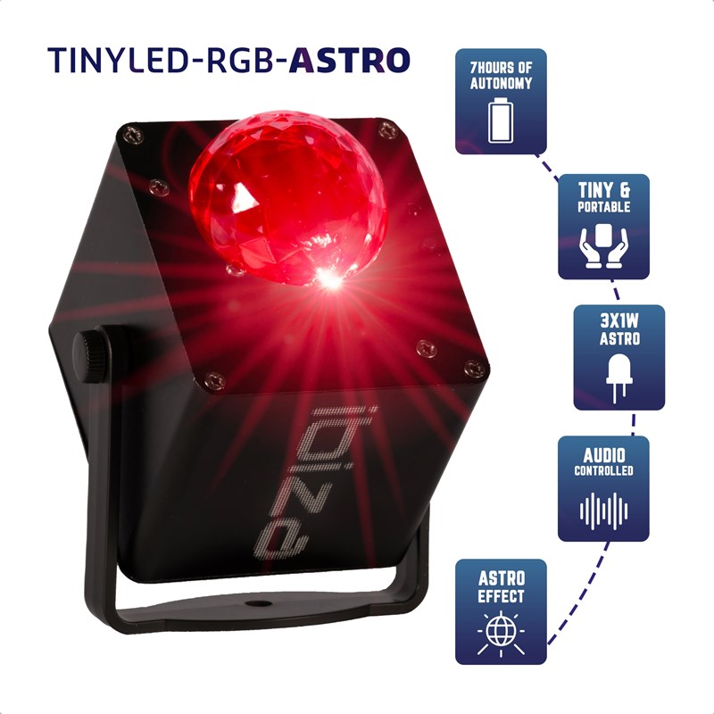 Effet LED ASTRO - 3 x 1W RVB - Sur batterie projecteur