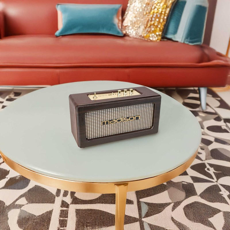 Enceinte BT Radio vintage bois - 2x10W - Sur Batterie
