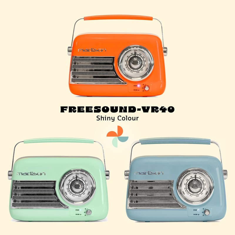 Radio vintage sur batterie - BT, USB & FM - 30W - Bleue