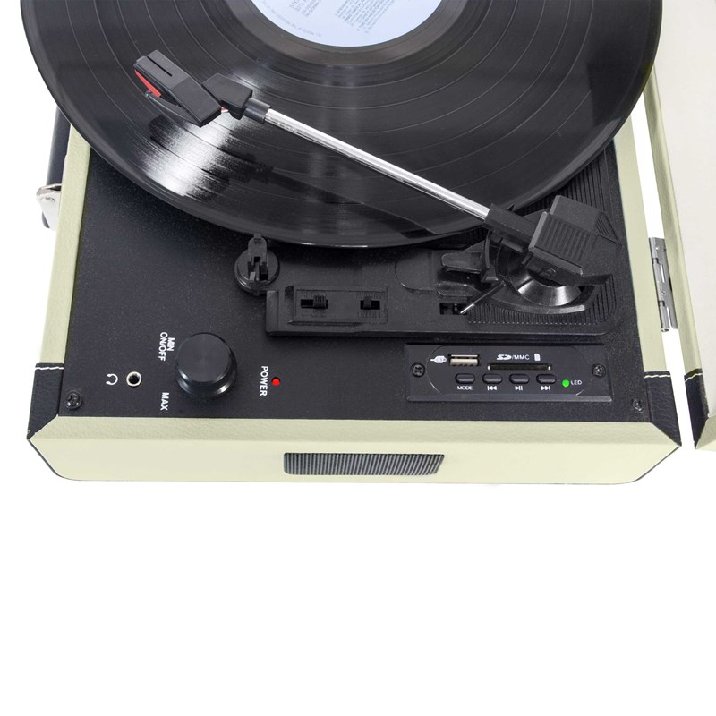 MALLETTE TOURNE-DISQUES AVEC BLUETOOTH, USB, SD & FONCTION DENREGISTREMENT - BLEU
