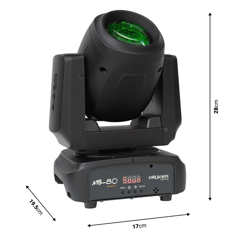 Projecteur lyre Beam 80 W avec gobos et prisme rotatif - Dimmer