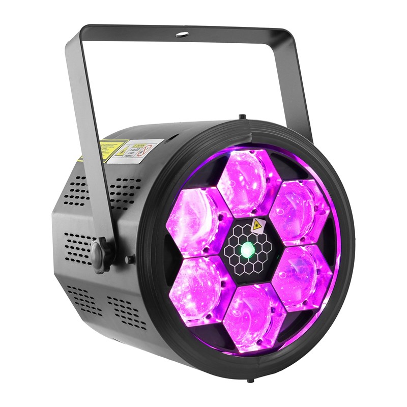 Effet LED rotatif + laser vert multipoint - auto & DMX - BEE-FX LZR