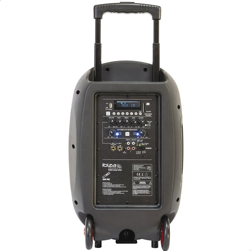 Enceinte Portable Autonome avec Micros Sans Fil - Ibiza Sound PORT12UHF-MKII-TWS rechargeable
