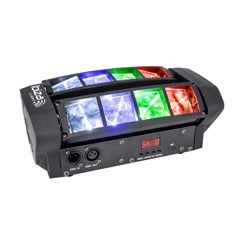 Effet lumineux LED Spider - 8 LED RVBB - Modes DMX & Audio projecteur
