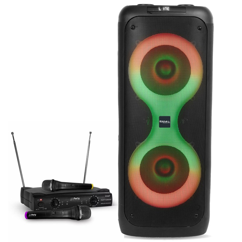 Pack Enceinte Karaoké sur batterie 700W Bluetooth - 2 Micros - Effet Astro LED