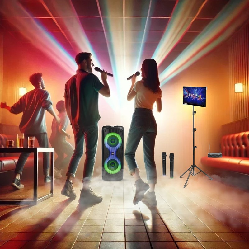 Pack Karaoke Enceinte Bluetooth COLUMBA700 - 2 micros - Support tablette