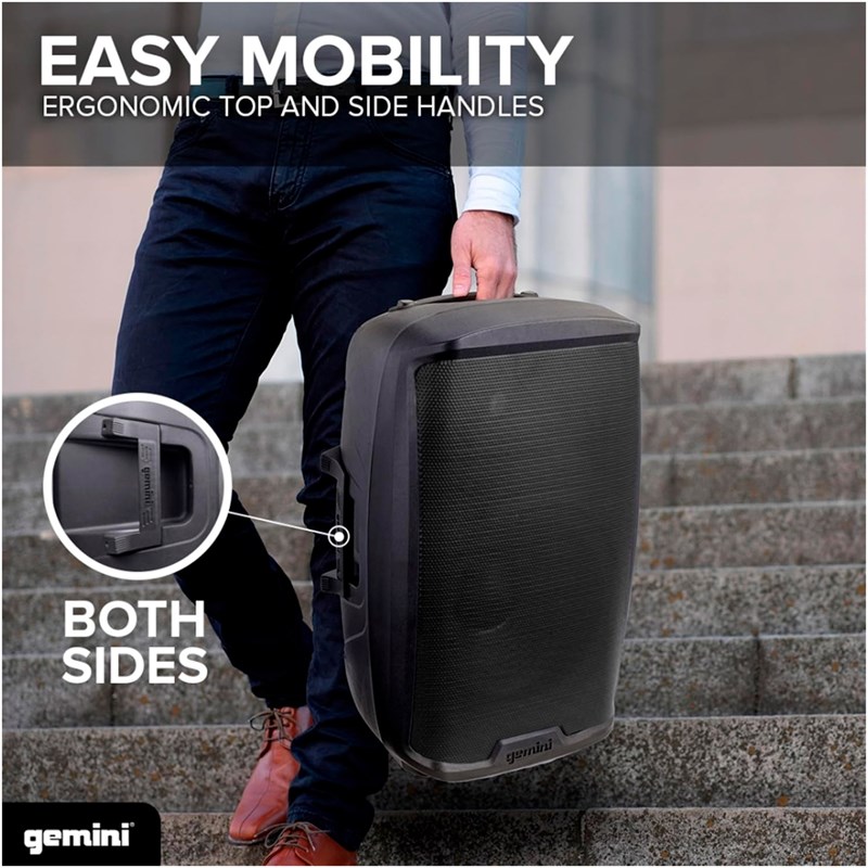 Pack enceinte active 15" 2000W LED Bluetooth - poignée