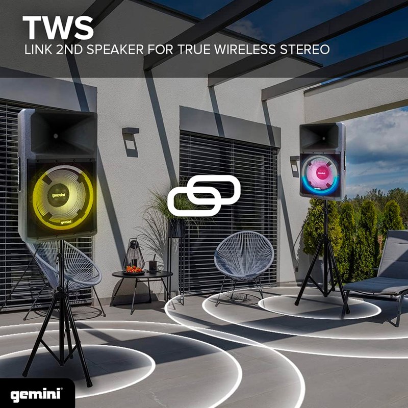 Enceinte active Bluetooth 15” 2200W - Pied - Micro animation