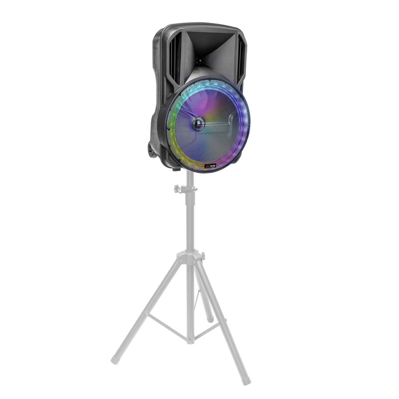 Enceinte Portable 15'' - Batterie - LED RVB - Micro VHF puissant