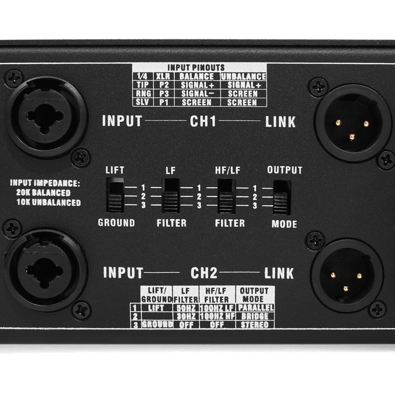 Amplificateur sonorisation 2 canaux - 500W - HP/LP - Elokance - HA 1000 entrées