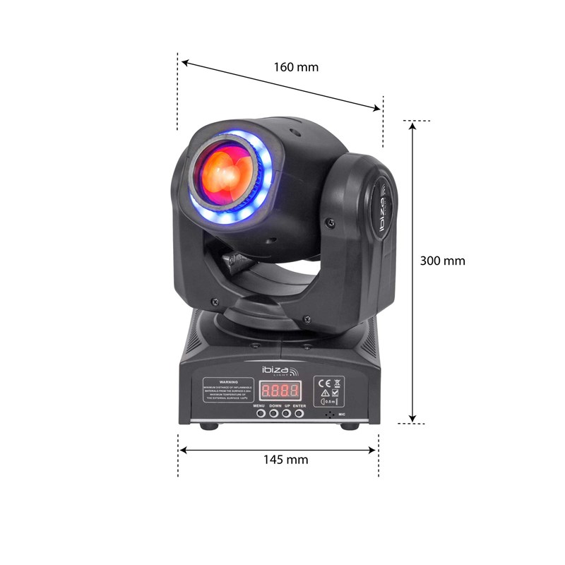 Lyre SPOT avec Anneau d'effets LED RVB - 30W - DMX puissante