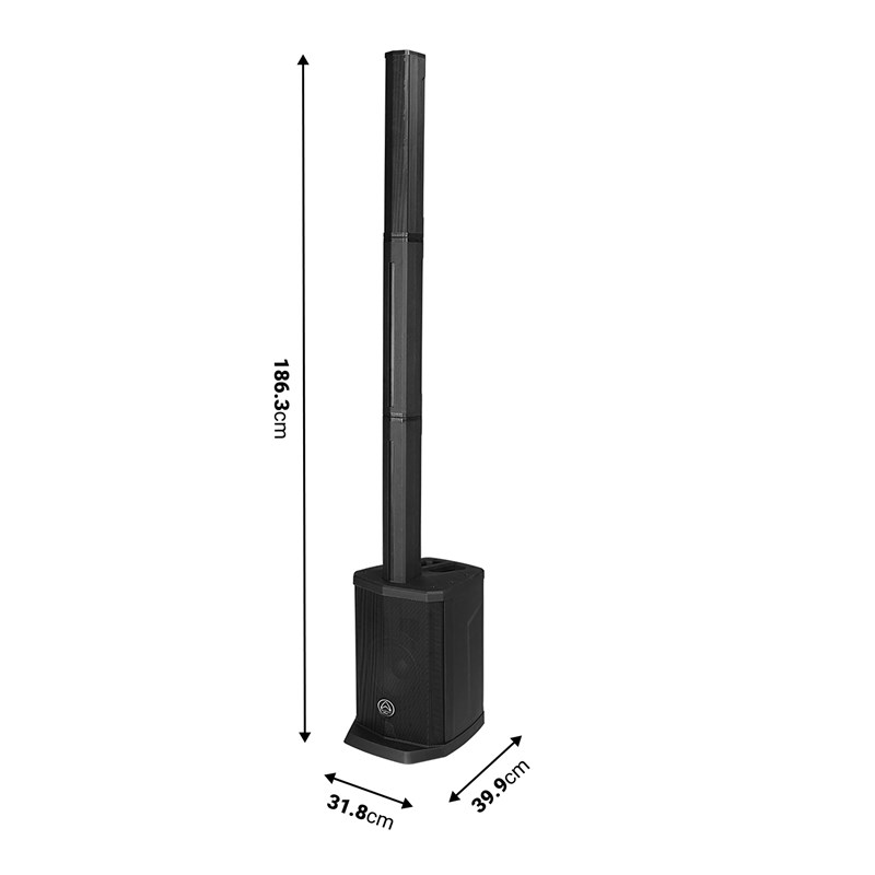 Système colonne amplifié avec Bluetooth/TWS - 100W + effet LED - dimensions