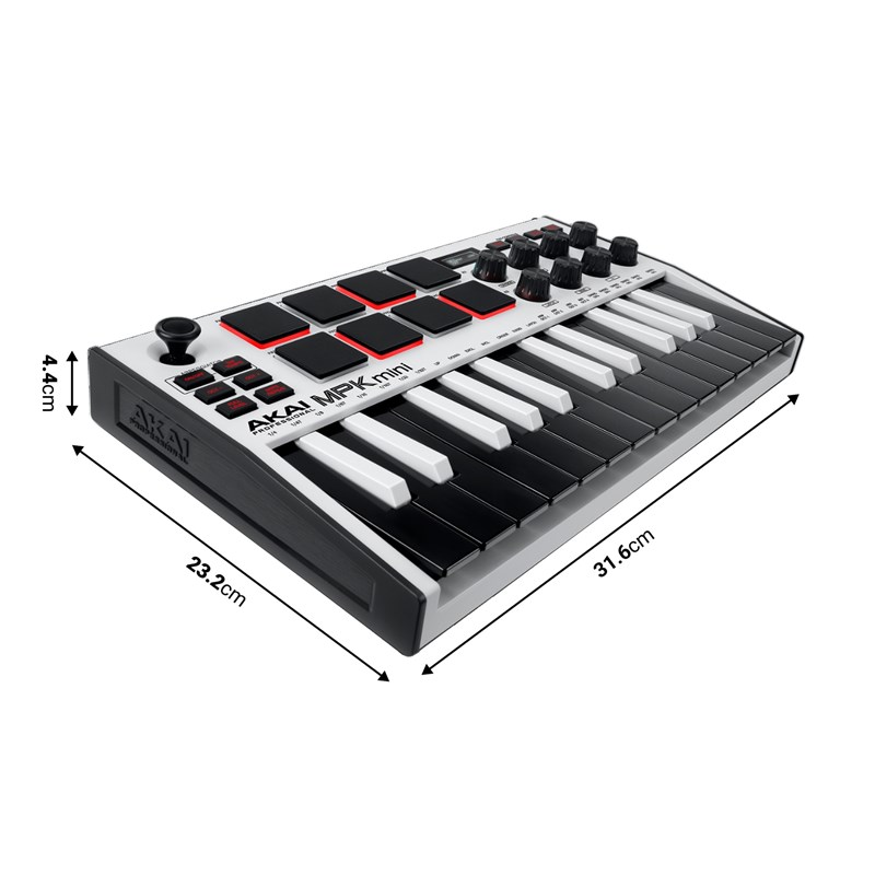 Clavier MIDI USB - 25 Mini Notes 8 Pads Écran OLED - dimensions