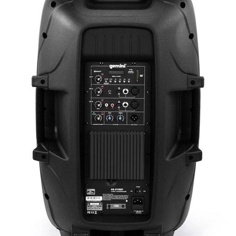 Enceinte active 15" 2000W Bluetooth Class D noir - arrière