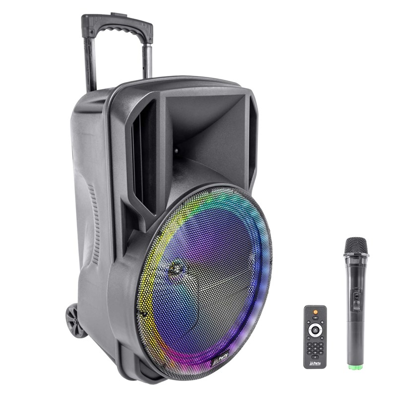 Enceinte Portable 15'' - Batterie - LED RVB - Micro VHF autonome