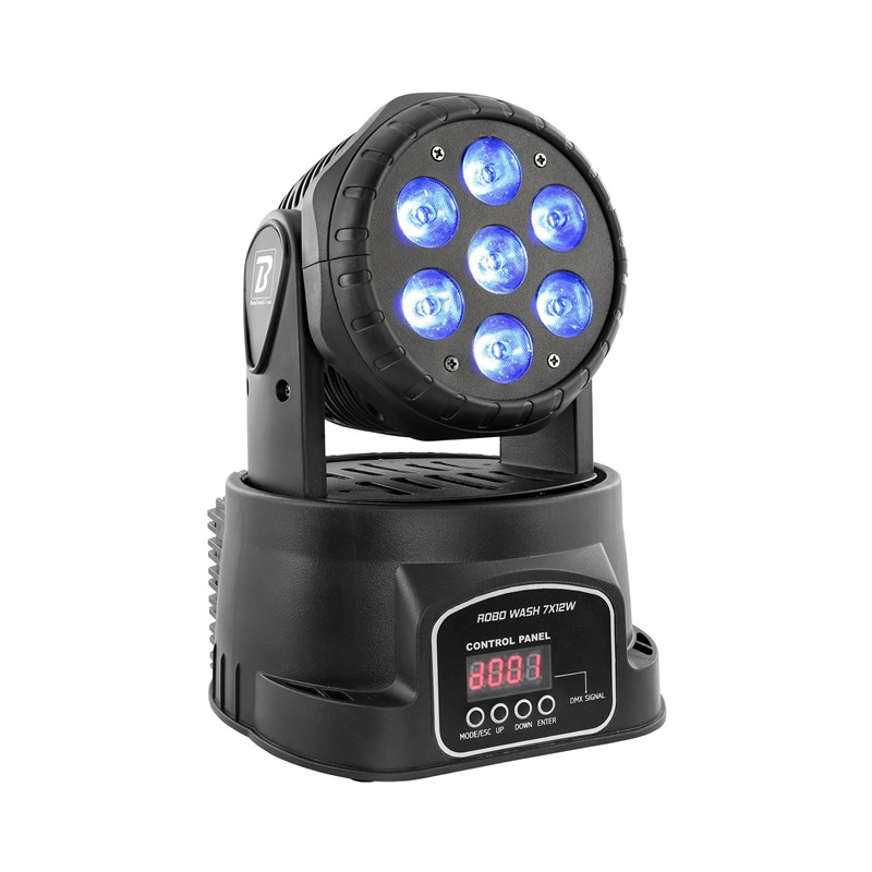 Lyre motorisé Wash à LED - 7 x 12W RGBW éclairage