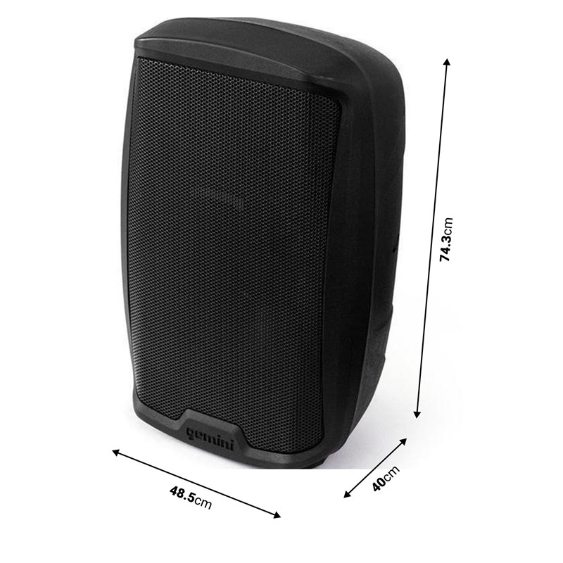 Pack enceinte active 15" 2000W LED Bluetooth - dimensions