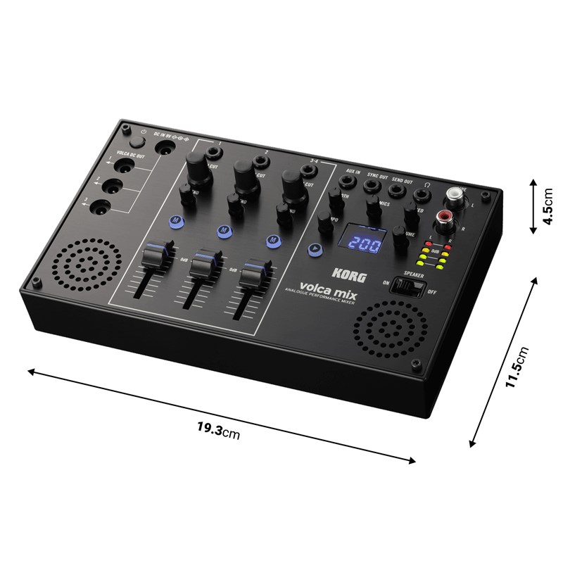 Mixeur audio 4 entrées mini-jack - alim & filtres - VOLCA-MIX dimensions