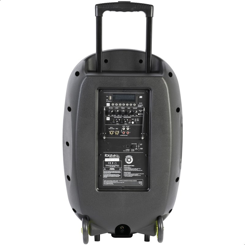 Sono portable 15" TWS avec Bluetooth et micros VHF - PORT15VHF-MKII-TWS - arrière