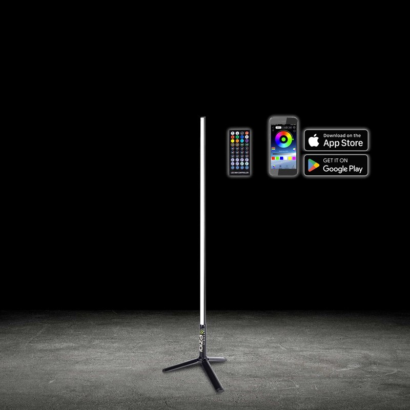 Tube LED RVB 1,0m - Trépied + Télécommande + App - Noir éclairage
