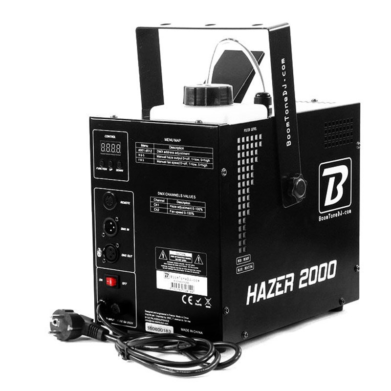Machine brouillard 1000W pro avec DMX et télécommande - Hazer 2000 réservoir