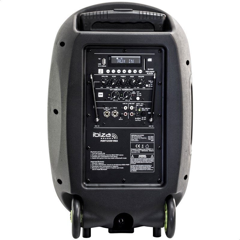 Enceinte Portable Autonome avec USB, BT, SD - Ibiza Sound PORT12VHF-MKII-TWS rechargeable