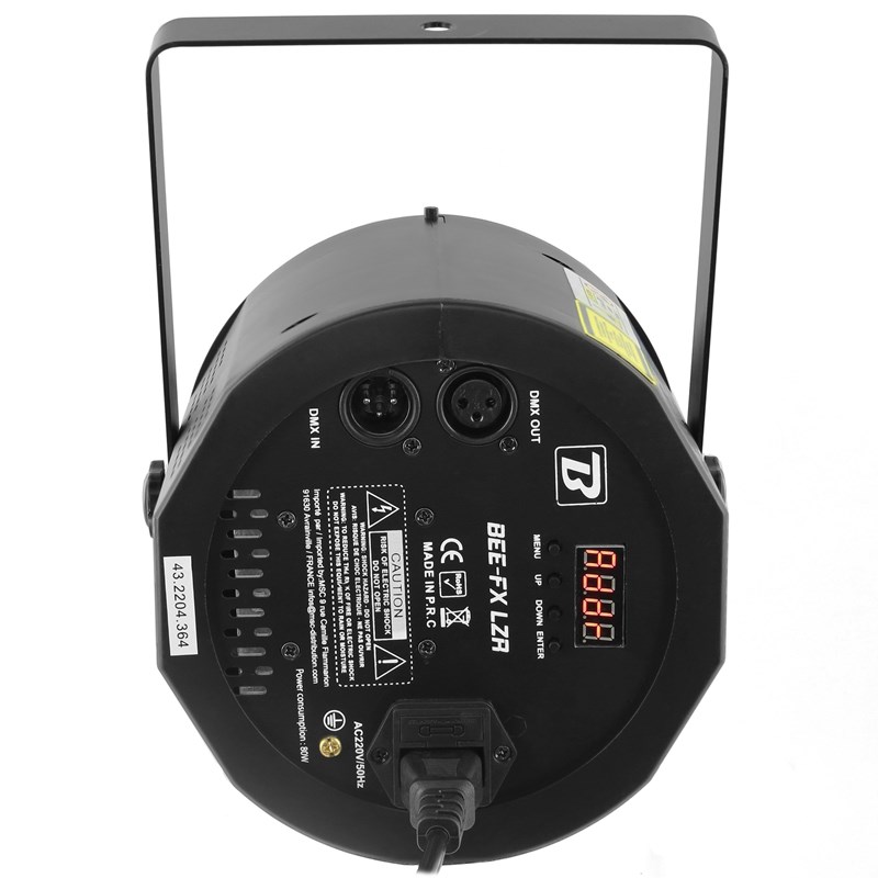 Effet LED rotatif + laser vert multipoint - auto & DMX - BEE-FX LZR affichage