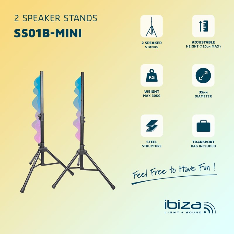 Paire de Supports Enceintes - Hauteur max 1,20m - Housse de Transport sono