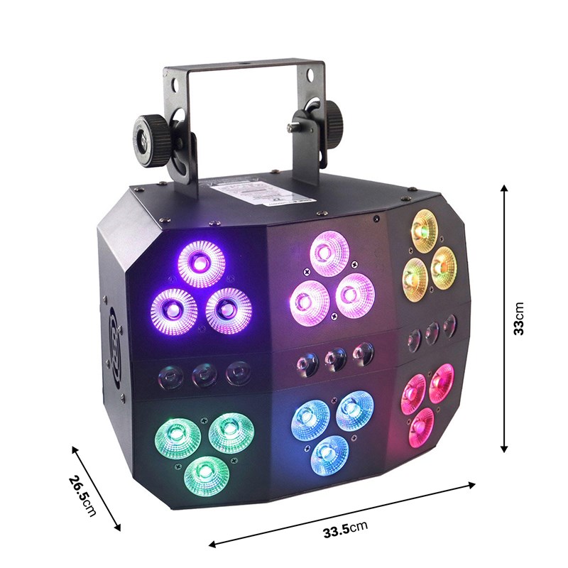 Jeu de lumière LED multicolore - strobe & télécommande - DJ 6 Pack LED PAR dimensions