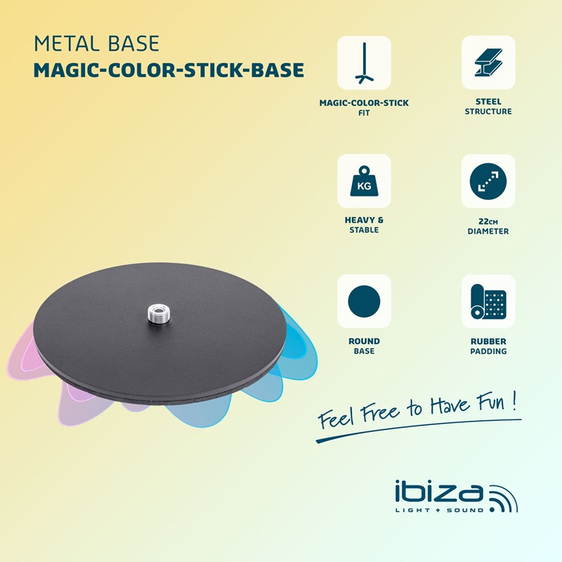 Socle rond en métal pour Magic-color-stick. - avc stick