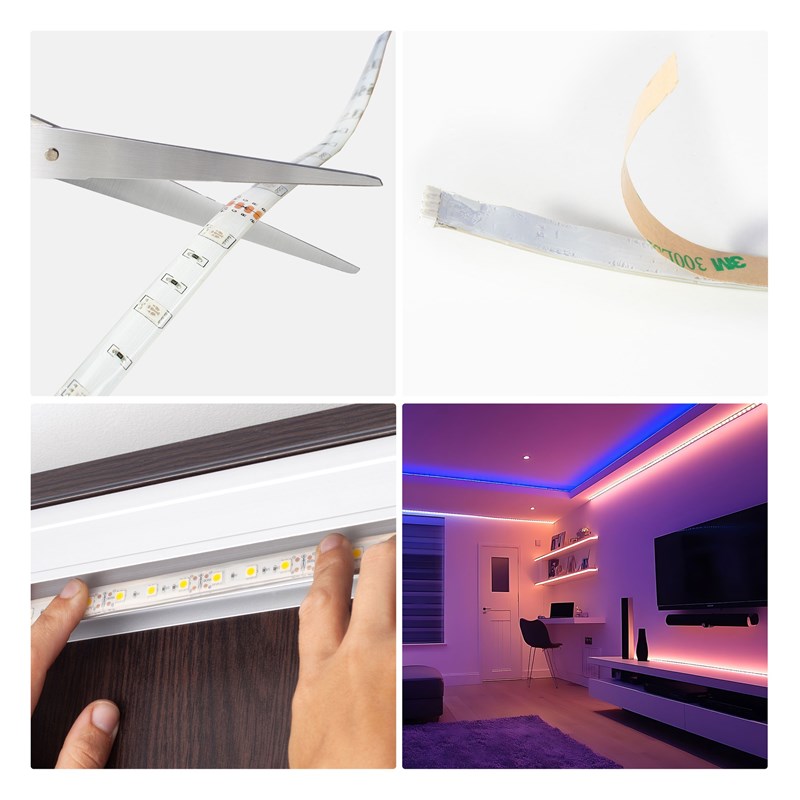 Ruban LED flexible RVB IP44 - 5m - Télécommande incluse - déco